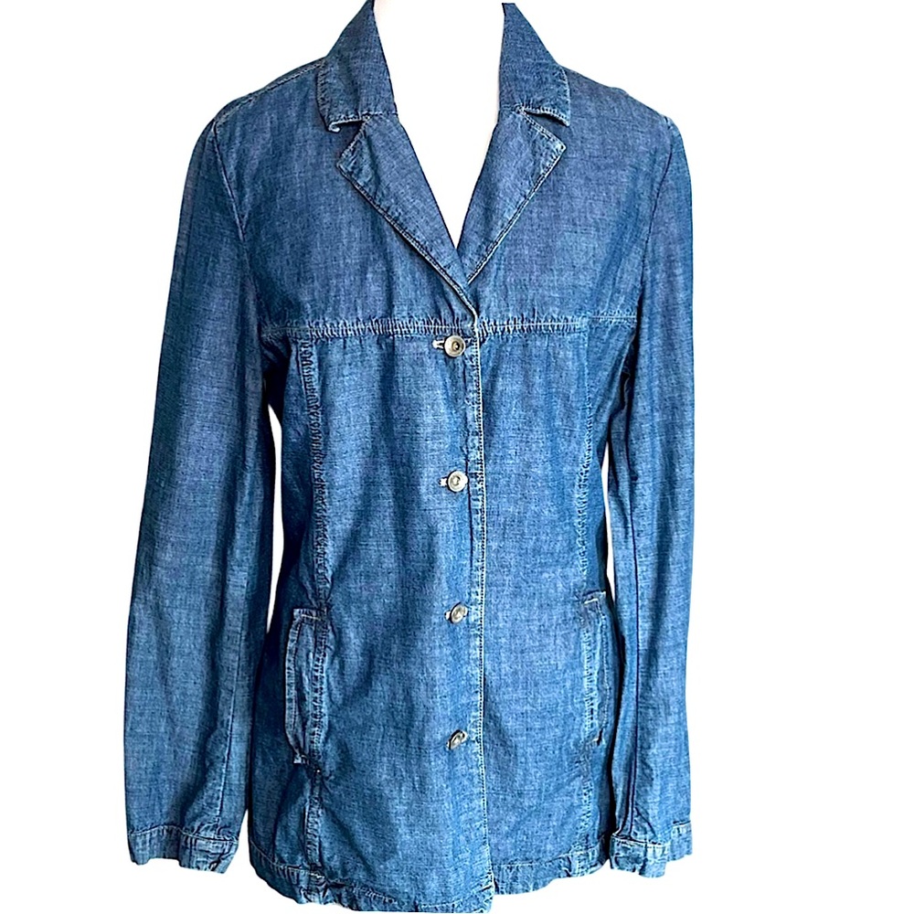 Faconnable Women’s Utility Jean Jacket Cotton Blue Size S Preppy Casualcore